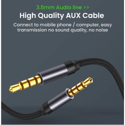 Aux Cable 3.5mm with Audio / Voice support Function 1 Meter (12ea/pack) - No DC
