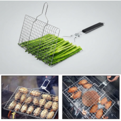 BBQ Stainless Steel Grill Basket Folding with Handle 32x22cm