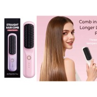 Cordless Ceramic Heated Hair Straightening Comb with Rechargeable Battery 1800mAh