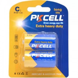 PKCELL Carbon Battery C 1.5V R14P 2ea/Card Duration : 280 min. (6card/pack)