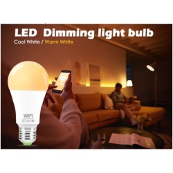 Wifi Dimmablel Smart Light Bulb 15W  Operating with Alexa, Google and Smart Phone E27 Warm White (Screw) - No DC