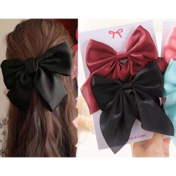 Fashion Satin Bow Small Ponytail Hair Clip (6card/2 color/Pack)