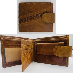 Genuine Leather Brown Mans Wallet With Emd Design