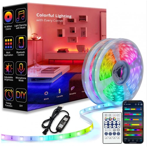 LED Lighting Strip Bluetooth App Control Outdoor Use Waterproof 5 Meter
